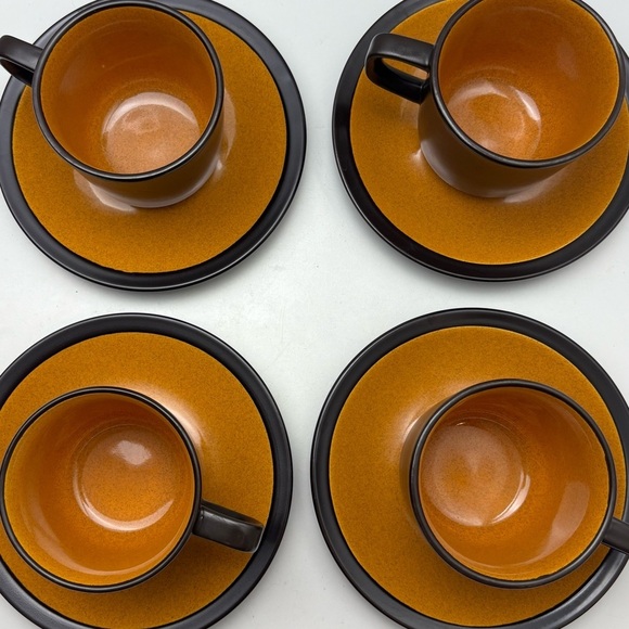 Vintage Mikasa Paprika Terrastone E1258 set of four mugs with saucers - Picture 2 of 14